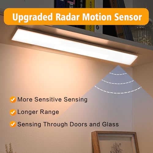 Image of 9.5 inches Full Screen Bright Motion Sensor Light Indoor, Rechargeable Touch Control Under Cabinet Lights, LED Under Cabinet Lighting for Kitchen Cabinet Closet Stairs