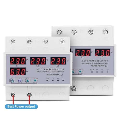 Disjoncteur triphasé 3P+N réglable 100A 63A pour sélecteur de phase électrique - 2
