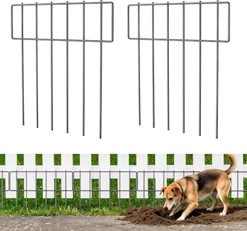 25 Pack Animal Barrier Fence, Metal No Dig Fence Panels for Garden, Black