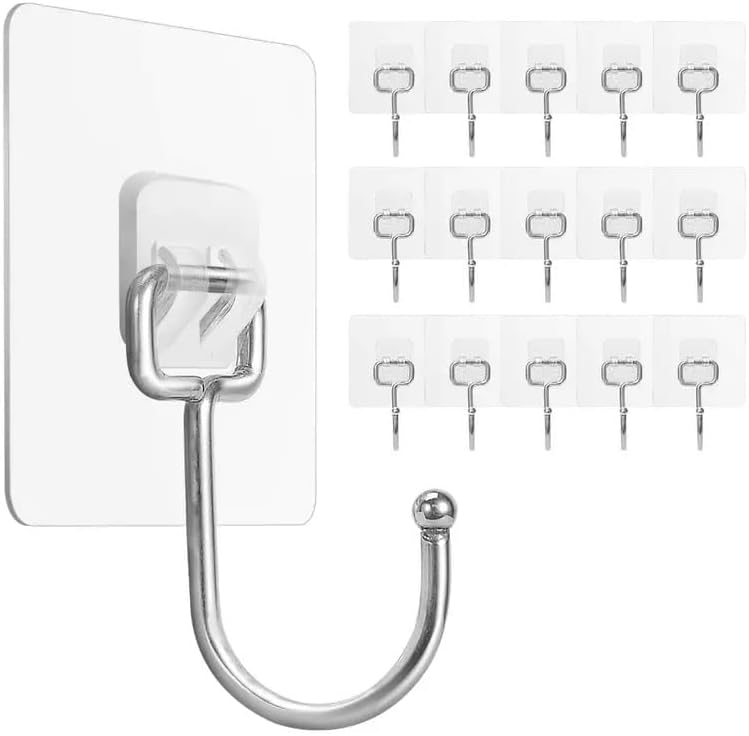 Stainless Steel Wall Hangers, Bath Towel Double Hook, Self Adhesive Hooks Stick On Wall Hanging Door Clothes Holder Pack of 26