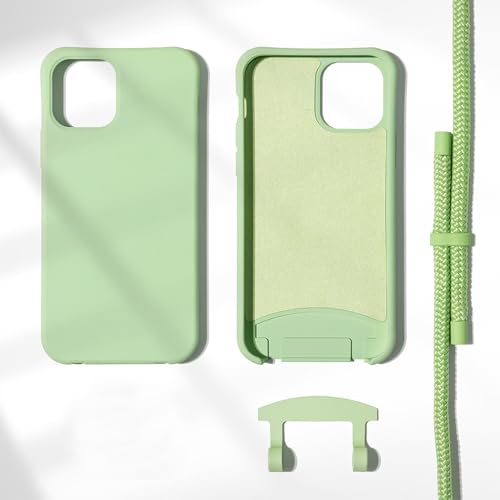 Coque détachable iPhone 11 Pro Max munie d'une bandoulière verte haute résistance