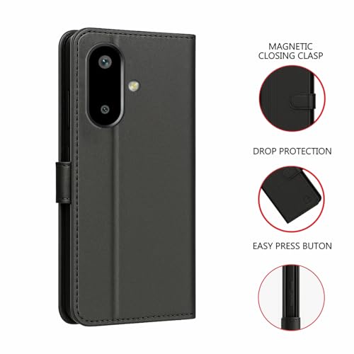 Image of AIBEX Shock Proof Flip Compatible for Samsung F06 5G / Samsung A06 5G / Samsung M06 5G Flip Cover Leather Finish | Inside TPU with Card Pockets | Wallet Stand | Complete Protection Flip Case Black
