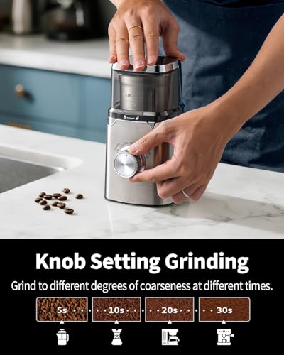 Image of SHARDOR Electric Blade Coffee Grinder, Timed Grind Control Rotary Knob, All-stainless steel shell,Adjustable,for Coffee Beans, Spices & Herbs, with 1 Removable Stainless Steel Bowl,Sliver