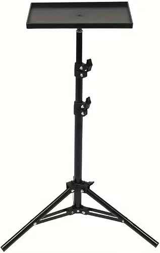 Adjustable Tripod Projector Stand with Tray, Black, 39x29cm Tray, Height 90-180cm, for Laptop, Camera and Ring Light