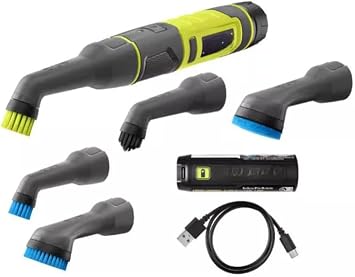 FVG52K-A95SB02 Fits For RYOBI USB Lithium Cordless Compact Detail Scrubber Kit w/ 2Ah Battery, Charging Cable, Soft Bristle Accessory Kit 2-Piece