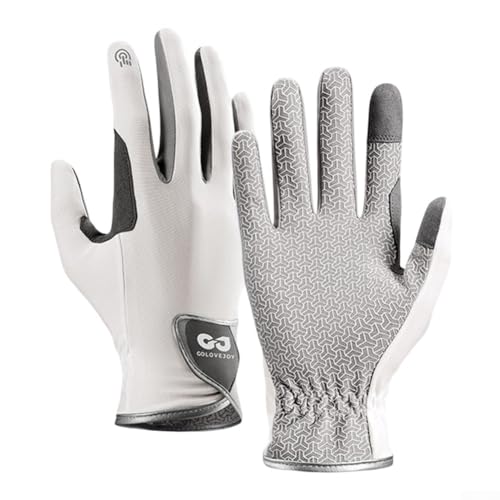 Eawfgtuw Guantes ecuestres transpirables y antideslizantes para equitación, guantes de caballo de seda fría con palma de silicona antideslizante y pulgar reforzado para un mejor agarre, negro (blanco