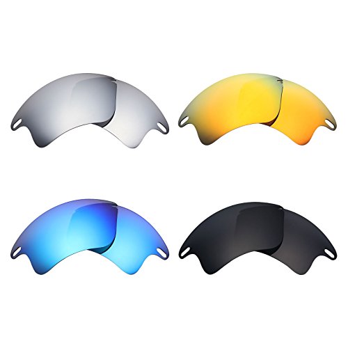 Mry 4 paires polarisées Verres de rechange pour Oakley rapide Veste XL Sunglasses-stealth Noir/rouge Feu/ICE Bleu/argent Titane