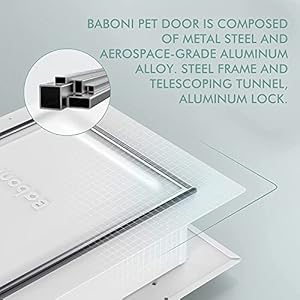 Baboni 3-Flap Pet Door for Wall, Steel Frame and Telescoping Tunnel, Aluminum Lock, Double Flap Dog Door and Cat Door, Strong and Durable (Pets Up to 40 Lb) -Medium Baboni 3 Flap Pet Door for Wall Steel Frame and Telescoping Tunnel Aluminum Lock Double Flap Dog Door and Cat Door Strong and Durable Pets Up to 40 Lb Medium