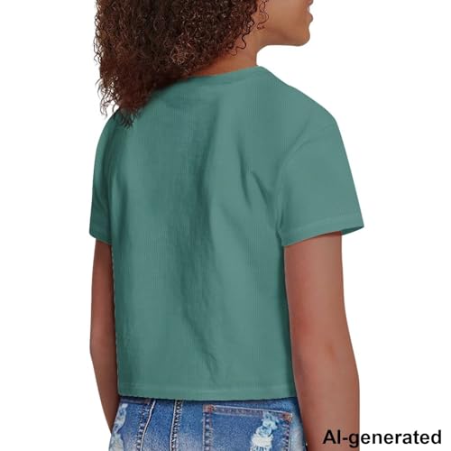 Image of Cute Crop Tops for Girls Short Sleeve Summer T Shirts Fashion Graphic Tees Crew Neck Pullover Tee 5-14 Years