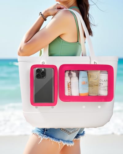 Image of 2 Packs Clear Pouch Bag Accessories for Insert Bags Travel Clear Toiletry Organizer Divider Storage Inner Pouch Phone Holder for Beach Tote Bags Accessories