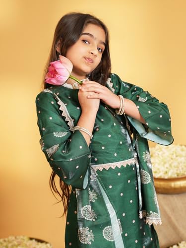 Image of AJ DEZINES Ethnic Wear Sharara Suit Set For Girls|Punjabi dress for Kids|Silk Blend Girls Salwar Suit|Traditional Patiala Outfit|Stylish Kids Kurta for Festivals Weddings & Special Occasions