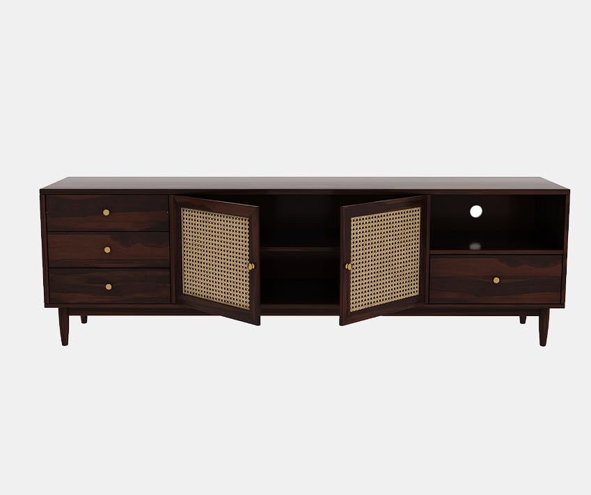 Wood World Sheesham Wood TV Cabinet | Solid Wood TV Stand for TV | Pre-Assembled TV Unit | Minimalist & Durable Entertainment Console