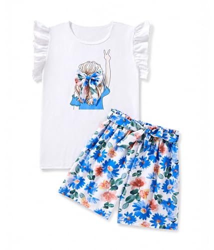 Image of Girls Summer Outfits Cute Sleeveless Top High Waisted Short Sets with Pockets Teen Girl Clothes Size 6-14 T
