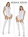FEOYA Metallic Bodysuit for Women Patent Leather Catsuit Lingerie Sleeveless Vinyl Skinny Bodysuit Pvc Jumpsuit Cosplay Clubwear White M