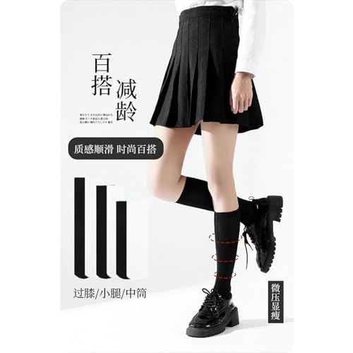 5 Pairs - Spring and Summer Girls' mid-Length Socks, Solid Velvet Versatile Slimming Calf Socks - Calf White - one Size3