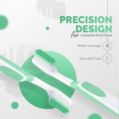 Image of Enshine Advance Clean + Toothbrush Set | Ultra Soft Bristles, Compact Brush Head & Effective Tongue Cleaner | Complete Oral Care Manual Tooth Brush Set for Adults - Pack of 4 (Multicolor)