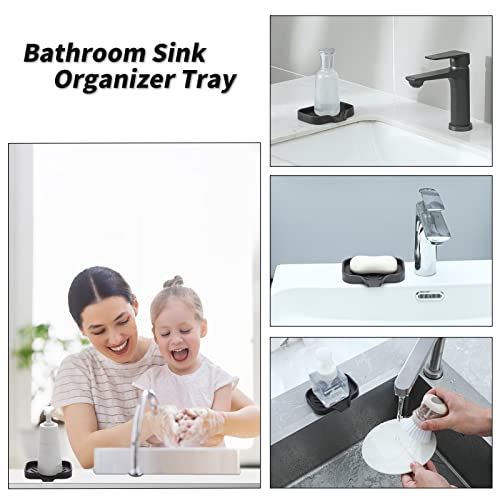 Silicone Bathroom Soap Dishes with Drain Spout-Bathroom and Kitchen Sink Organizer,Sponge Holder,Dish Soap Tray,Perfect for Dispenser,Scrubber,Bottle,Cup on Sink or Counter-Coffee 4.9"×3.2" - Image 4