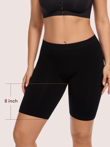 Image of Angelhood Women's Cotton Boy Shorts Underwear Anti Chafing Seamless Biker Shorts High Waisted Soft Plus Boxer Briefs 4 Pack