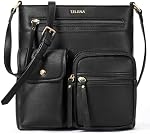 Telena Crossbody Bag for Women Leather Vintage Shoulder Purse Handbag with Multi Pocket Adjustable Strap, Ultra Soft Medium Travel Purse Black