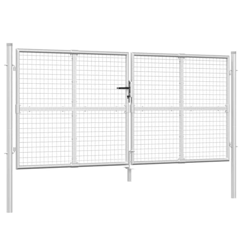 vidaXL Puerta de jardín de malla color plata 300 x 125 cm acero galvanizado