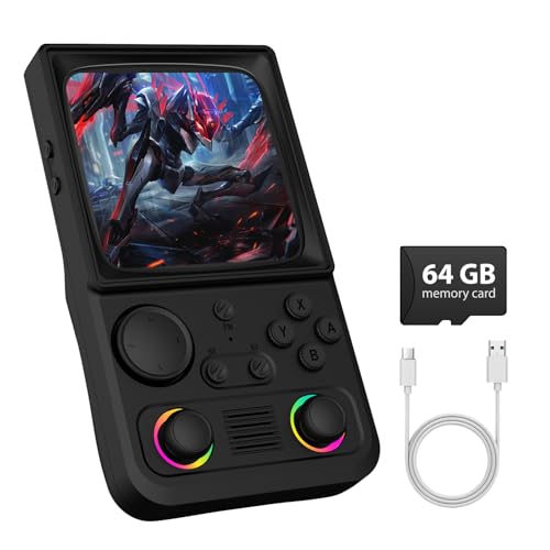 Image of R36TMAX Retro Handheld Game Console, 4.0 Inch IPS HD Screen Retro Gaming Console, Handheld Game Console with 18000+ Classic Games, Supports WiFi Networked Fighting and OTG, with 64G-Graphite Black