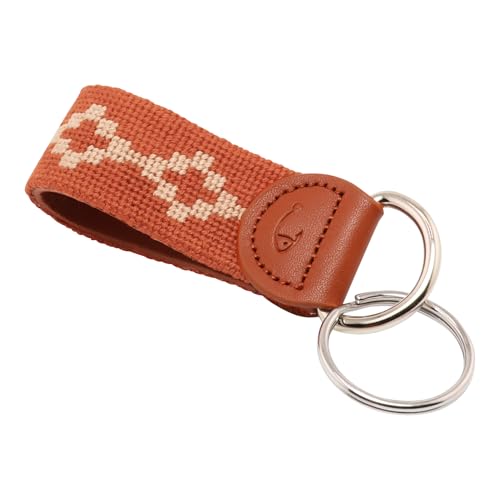 Image of Leather Hand-Stitched Needlepoint Key Fob or Key Chain