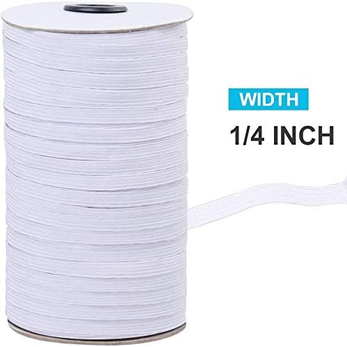 100 Yards Elastic Band 1/4 Inch Width Braided White Elastic Cord Heavy Stretch High Elasticity Knit Elastic Band for Sewing Crafts DIY, Mask, Bedspread, Cuff