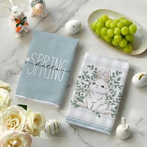 Artoid Mode Buffalo Plaid Bunny Rabbit Eucalyptus Leaves Happy Easter Kitchen Towels Dish Towels, 18x26 Inch Seasonal Spring Decoration Hand Towels Set of 4 Artoid Mode Buffalo Plaid Bunny Rabbit Eucalyptus Leaves Happy Easter Kitchen Towels Dish Towels 18×26 Inch Seasonal Spring Decoration Hand Towels Set of 4