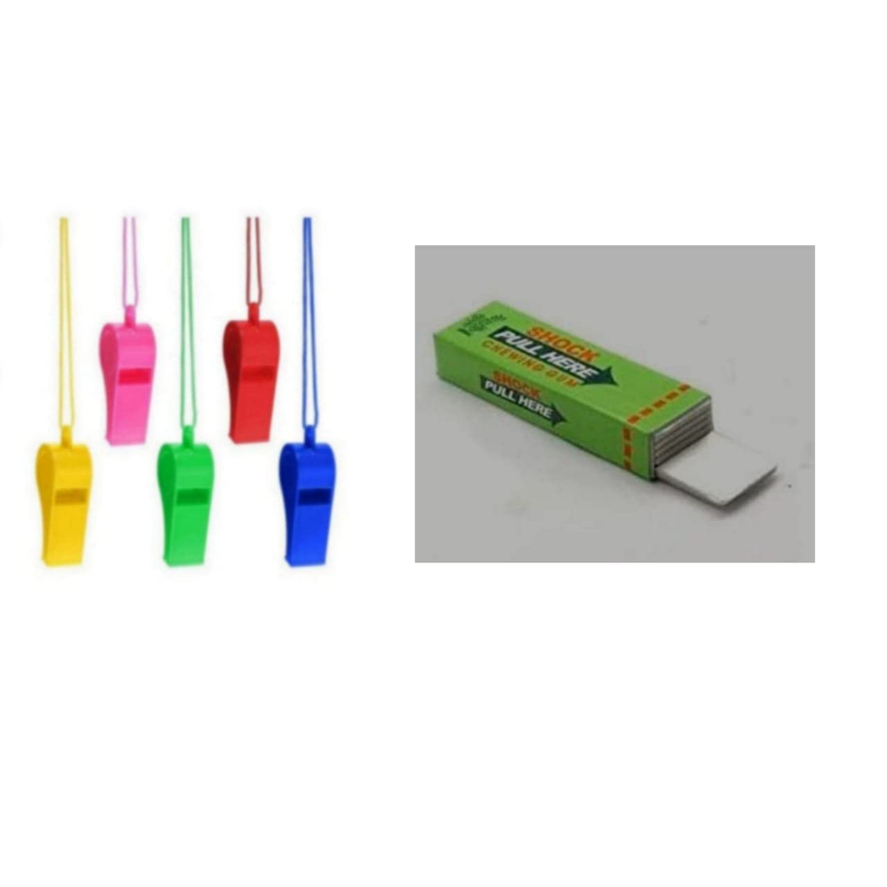 IMTION 2 in 1 (4 Pcs Seeti Toys + 1 Pcs shoking chingam Frank Toys) for Kids