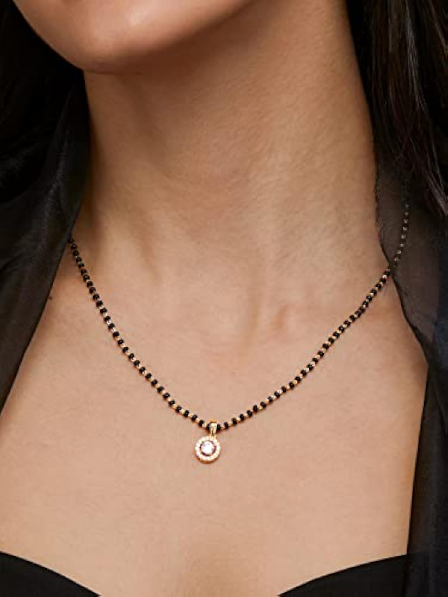 Black Beads Mangalsutra Pendant Necklace for Women