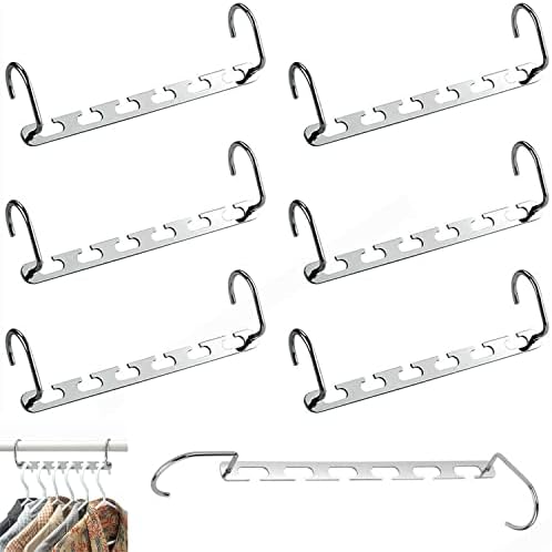Space Saving Hangers, Clothes Hangers Space Savers Magic Hangers for Hanging Clothes, Multi-Functional Magical Clothes Hanger Trousers Hangers Saver Multiple Hangers Holder (Pack of 6)