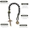 Nazareth Store Antique Bronze One Decade Rosary Black Matte Beads Green Paracord Rosary Bracelet Handmade Catholic Travel Friendly Prayer (Benedict) #2