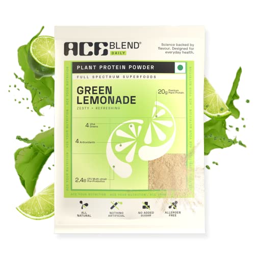 Image of Ace Blend DAILY 20G Premium Plant Protein & Superfoods | 60 Servings | Green Lemonade | Daily Protein | 4 Vital Greens | 4 Antioxidants | 3 Probiotics | Blended for all ages | 100% Gut Friendly