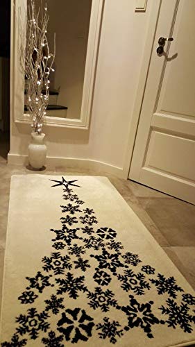 Tapis Xmas F792 crème noir 80 x 150 cm tapis de chambre géométrique