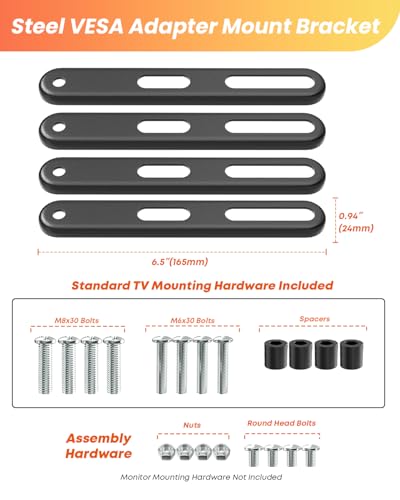 PUTORSEN VESA Adapter Mount Bracket Kit for Screens 32 to 55 inch LCD LED TV, TV Mount Adapter Bracket Upgrade Mounting Holes up to 400x400 mm, Black