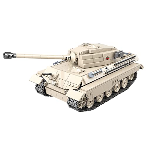 SEMKY Military Series The King Tiger Heavy Tank MOC Building Blocks and Engineering Toy（1002 Pieces），with 6 Figure,WW2 Army Tank for Kid and Military Fan