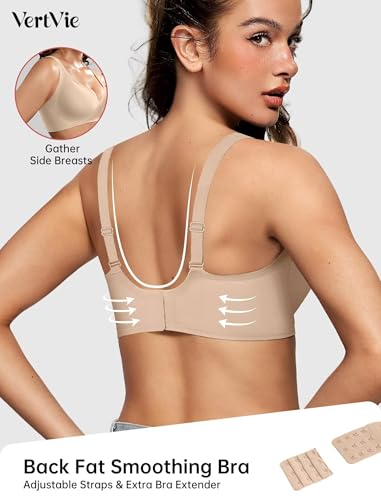 Image of Vertvie Jelly Wireless Bras for Women Push Up Plunge Seamless T-Shirt Bras No Underwire Supportive Full Coverage Bralettes