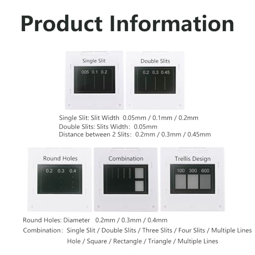 Image of Young's Double-Slit Experiment Single Slit Double Slits Interference Diffraction Grating Sheet Optical Physical Experiment Kit Optics Elements