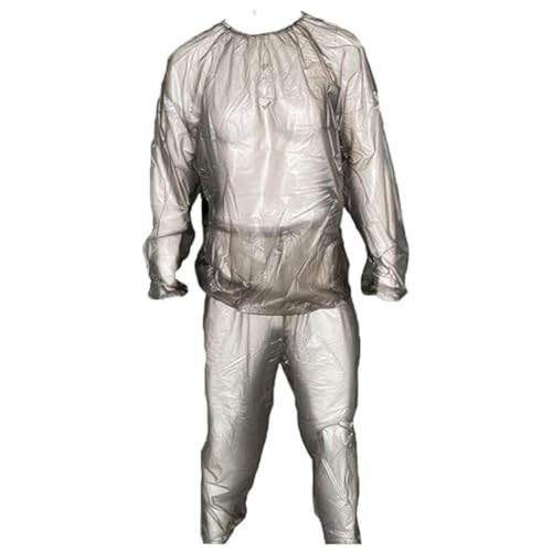 Heavy Duty Sauna Suits for Women Men Weight Loss Exercise 2 Piece Transparent Sweat Suit (Black, X-Large)