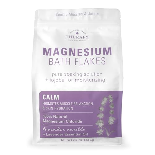 Village Naturals Therapy Calm Magnesium Bath Flakes Lavender Vanilla Scent 2.5 lbs