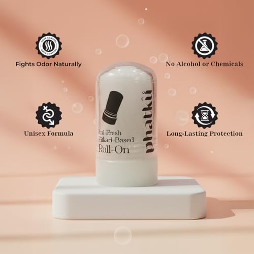 Image of Phatku Fitkari Roll-On Deodorant for Men & Women | Natural Alum Deodorant | Long-Lasting Odor Protection | Underarm Freshness | Skin-Friendly | 90g