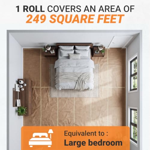 Image of Floor Protection Natural Brown Rosin Paper 18 inch x 166 ft | USA-Made 7 Mil Heavy-Duty Builders Paper for Painting, Construction, Hardwood Floor Cover from Paint, Dust, Traffic