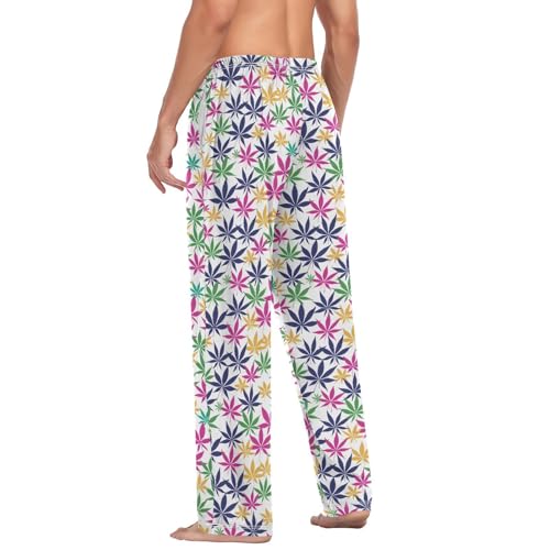 Aflyko Men's Pajama Pants Marijuana Vivid Pjs Sleepwear Bottoms3