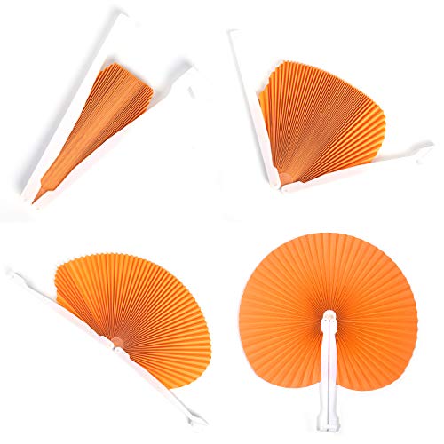 Bestage 20 Pack Folding Handheld Fans Paper Orange Wedding Round Shaped Accordion Fans Assortment With Plastic Handle For Birthday Party Favors Kids Supplies #TOP3