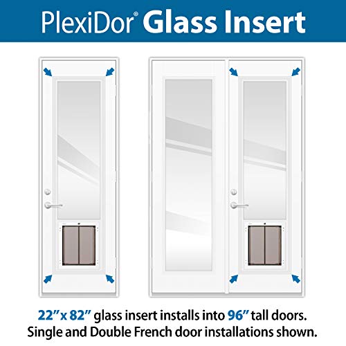 Plexidor Dog Door 22 In. X 82 In. Clear Glass Insert For 30 In. X 96 In. Or 60 In. X 96 In. French Doors #TOP3
