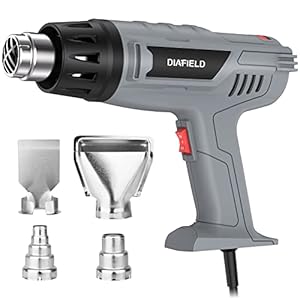 DIAFIELD 1850W Heat Gun Variable Temperature Settings 112℉~1202℉（44℃- 650℃), Fast Heat Hot Air Gun, Durable & Overload…