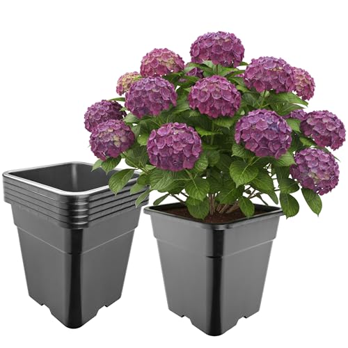 Garronda Pot de Fleur Carré Haut Plastique 33 × H 34 cm (25L) - x5 Godets Semis Pot Culture Profond Drainage Résistants Intempéries pour Plantes...