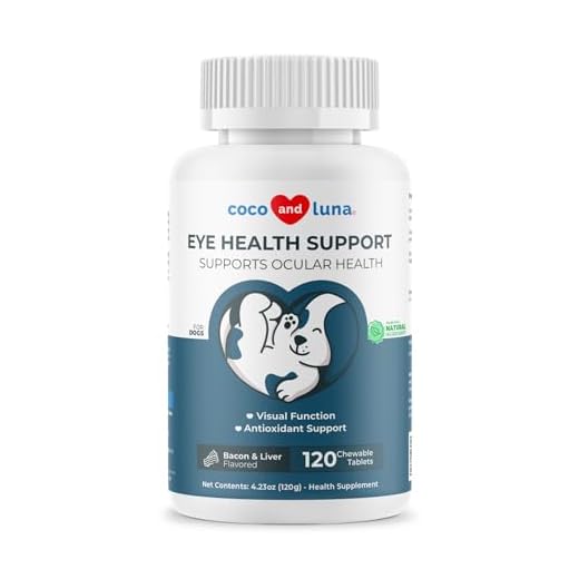 Eye Support for Dogs - 120 Chewable Tablets - Dog Supplements for Vision, Eye Vitamins for Dogs, Antioxidant, Dog Omega Supplement, Omega 3 EPA and DHA Fatty Acids, Lutein and Astaxanthin