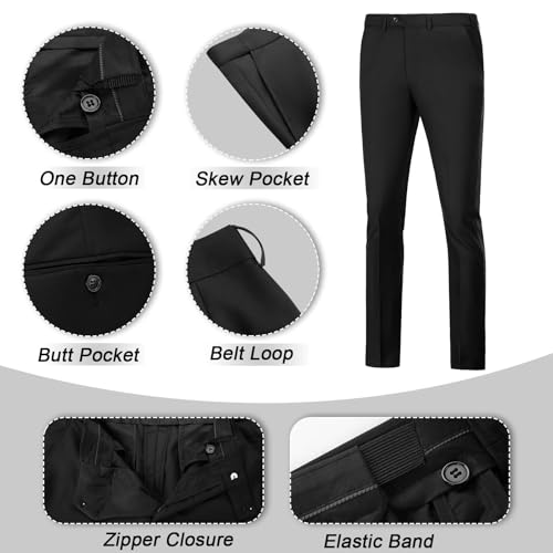 Mens Suits Vest Pant Set Slim Fit Tuxedo 2 Pieces V-Neck Casual Suit Waistcoat Wedding Groomsmen4