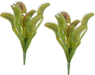 Factory Direct Craft Pack of 2 Vinyl Artificial Venus Flytrap Plants - Lifelike Carnivorous Venus Flytrap Plants for Halloween Decorations and Botanical Houseplant Displays